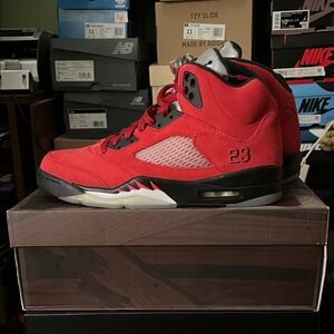 AIR JORDAN 5 RAGING BULL Nike Red and Black High-Top Sneakers